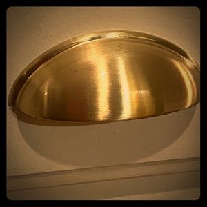 12 Brushed brass drawer knobs and cup pull set